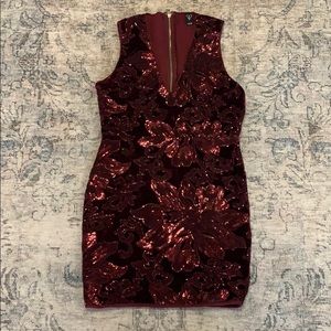 Burgundy velvet and sequins cocktail dress HOMECOMING 8